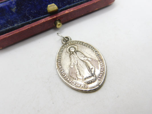 Irish Sterling Silver Catholic Religious Pendant 1948 Dublin Antique Art Deco