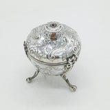 Victorian Sterling Silver Floral Pattern String Box Dispenser Antique 1889 London