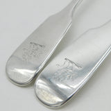 William IV Pair of Sterling Silver Lion Crest Serving Spoons Antique 1835 Exeter