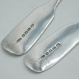 William IV Pair of Sterling Silver Lion Crest Serving Spoons Antique 1835 Exeter