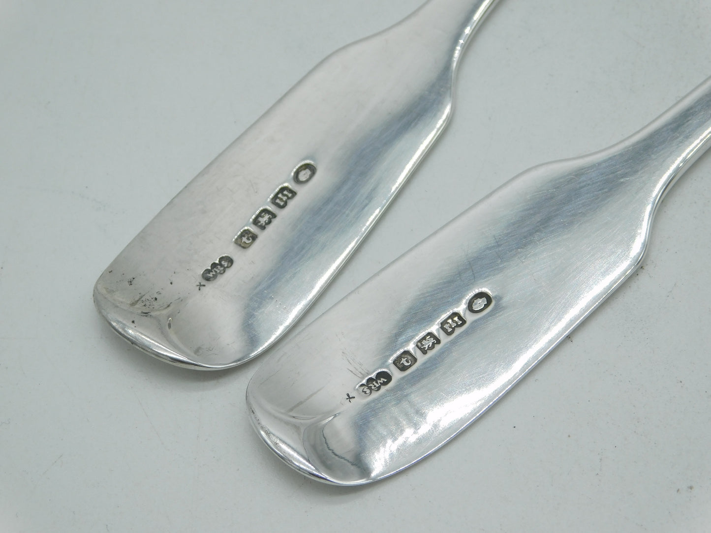 William IV Pair of Sterling Silver Lion Crest Serving Spoons Antique 1835 Exeter