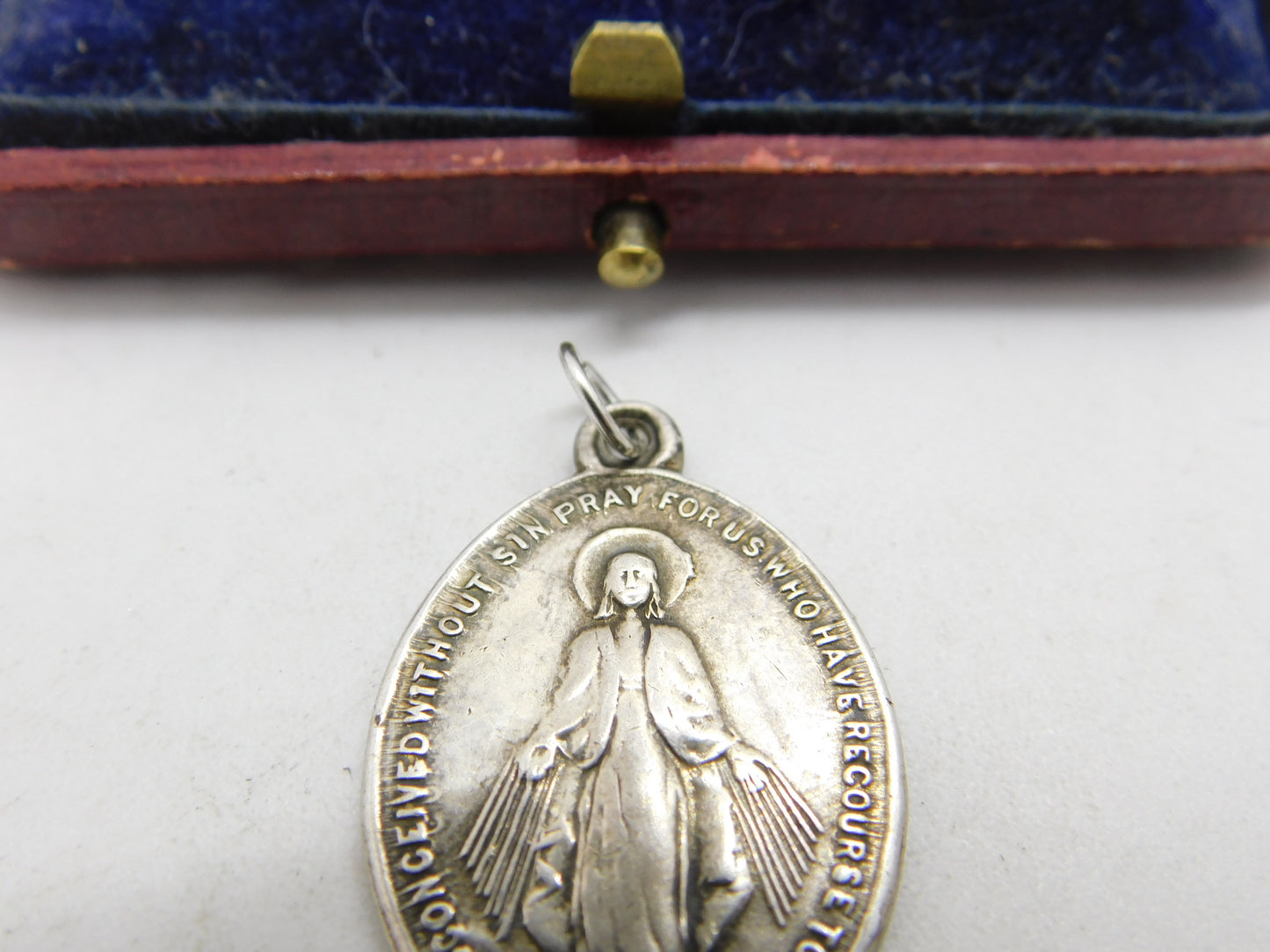 Irish Sterling Silver Catholic Religious Pendant 1948 Dublin Antique Art Deco