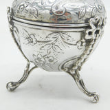 Victorian Sterling Silver Floral Pattern String Box Dispenser Antique 1889 London