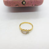 9ct Yellow Gold & White Spinel Set Band Ring Vintage c1990 Birmingham