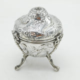 Victorian Sterling Silver Floral Pattern String Box Dispenser Antique 1889 London