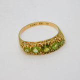9ct Yellow Gold Five-Stone Peridot Set Boat Ring Vintage 1989 Edinburgh  NJ