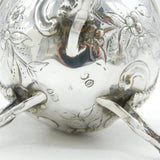 Victorian Sterling Silver Floral Pattern String Box Dispenser Antique 1889 London