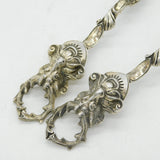 German Hanau .800 Grade Silver Ornate Pair of Serving Spoons Antique c1860