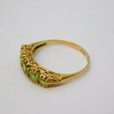 9ct Yellow Gold Five-Stone Peridot Set Boat Ring Vintage 1989 Edinburgh  NJ