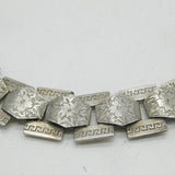 Victorian Sterling Silver Floral Book Locket Collar Necklace Antique c1860