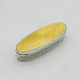 Sterling Silver Yellow Enamel Topped Cut Glass Vanity Box Antique 1927 Deco