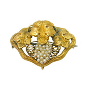 George III 18ct Yellow Gold, Seed Pearl Set Sweetheart Brooch Antique c1790