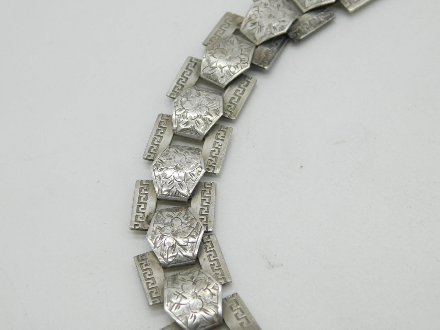 Victorian Sterling Silver Floral Book Locket Collar Necklace Antique c1860