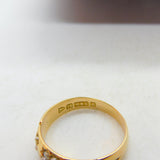 Victorian 15ct Gold, Seed Pearl & Diamond Floral Sweetheart Ring Chester 1886