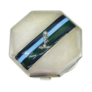 WWII Sterling Silver & Enamel Ladies Signal Corps Sweetheart Compact Antique