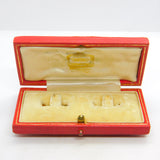 Early Antique Tooled Red Leather Original Cartier Cufflinks Jewellery Box c1920s