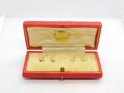 Early Antique Tooled Red Leather Original Cartier Cufflinks Jewellery Box c1920s