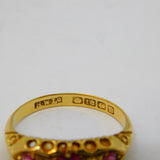 Victorian 18ct Yellow Gold, Ruby & Diamond Boat Ring Antique 1886 Birmingham