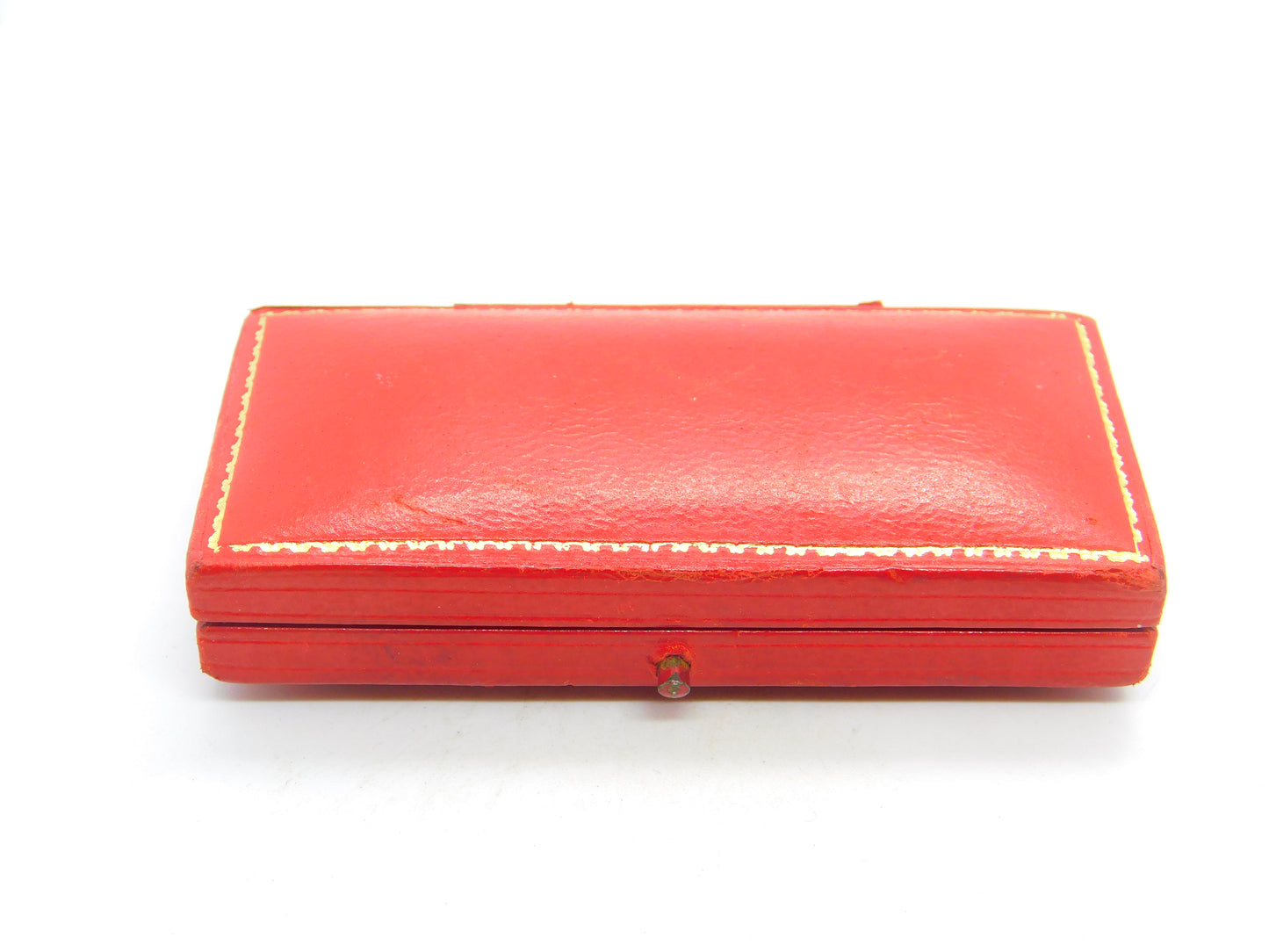 Early Antique Tooled Red Leather Original Cartier Cufflinks Jewellery Box c1920s