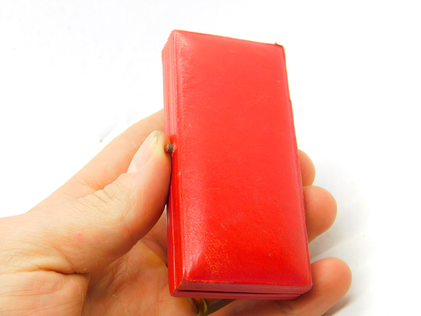 Early Antique Tooled Red Leather Original Cartier Cufflinks Jewellery Box c1920s