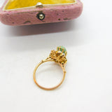 Victorian 14ct Gold, Cabochon Turquoise & Opal Floral Cluster Ring Antique c1880