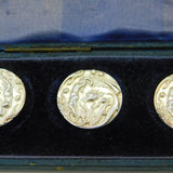 Edwardian Boxed Set Of Sterling Silver Halley's Comet Buttons Antique c1910