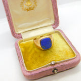 9ct Yellow Gold & Lapis Lazuli Set Square Signet Ring 1942 London Antique