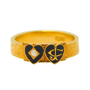 Victorian 18ct Gold, Black Enamel, Pearl & Woven Hair Mourning Ring Antique c1860