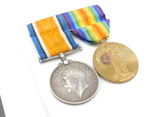 WW1 Medal Pair Service & Victory Medal with Paperwork 'Arthur Lloyd' 1918