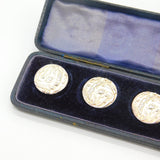 Edwardian Boxed Set Of Sterling Silver Halley's Comet Buttons Antique c1910