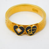 Victorian 18ct Gold, Black Enamel, Pearl & Woven Hair Mourning Ring Antique c1860
