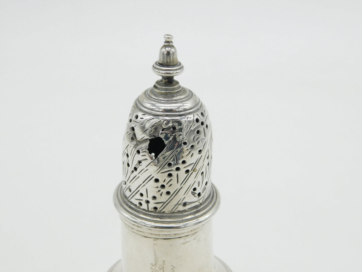 George III Sterling Silver Crested Muffineer Sugar Caster Antique 1766 London
