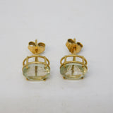 9ct Yellow Gold Faceted Blue Topaz Stud Earrings Vintage c1970