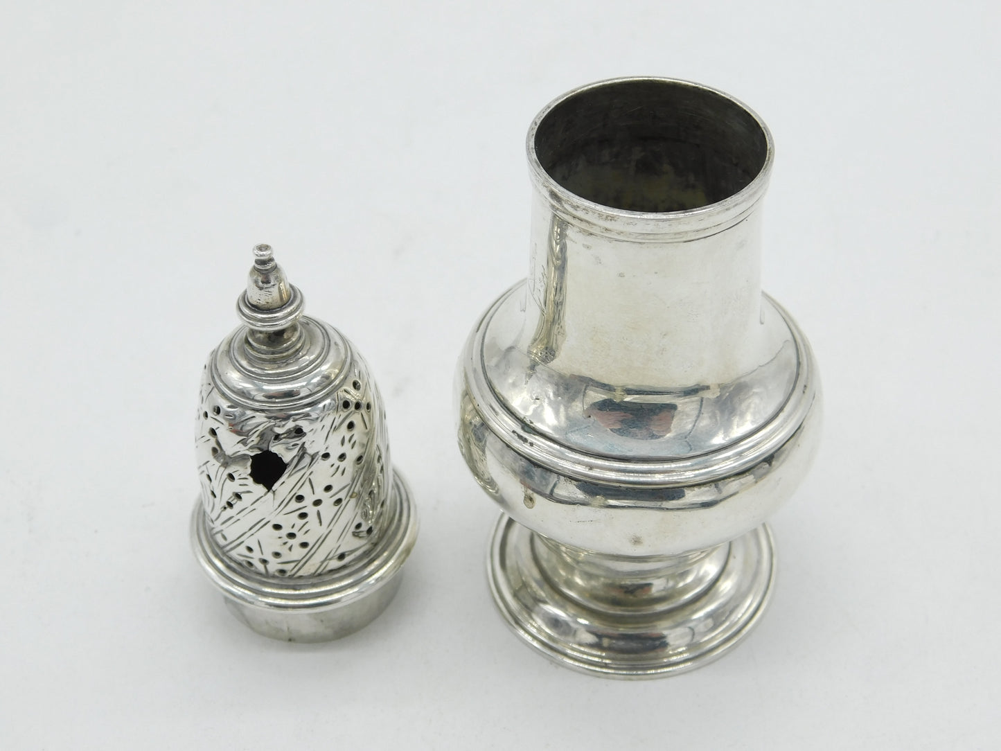 George III Sterling Silver Crested Muffineer Sugar Caster Antique 1766 London