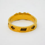 Victorian 18ct Gold, Black Enamel, Pearl & Woven Hair Mourning Ring Antique c1860