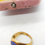 9ct Yellow Gold & Lapis Lazuli Set Square Signet Ring 1942 London Antique