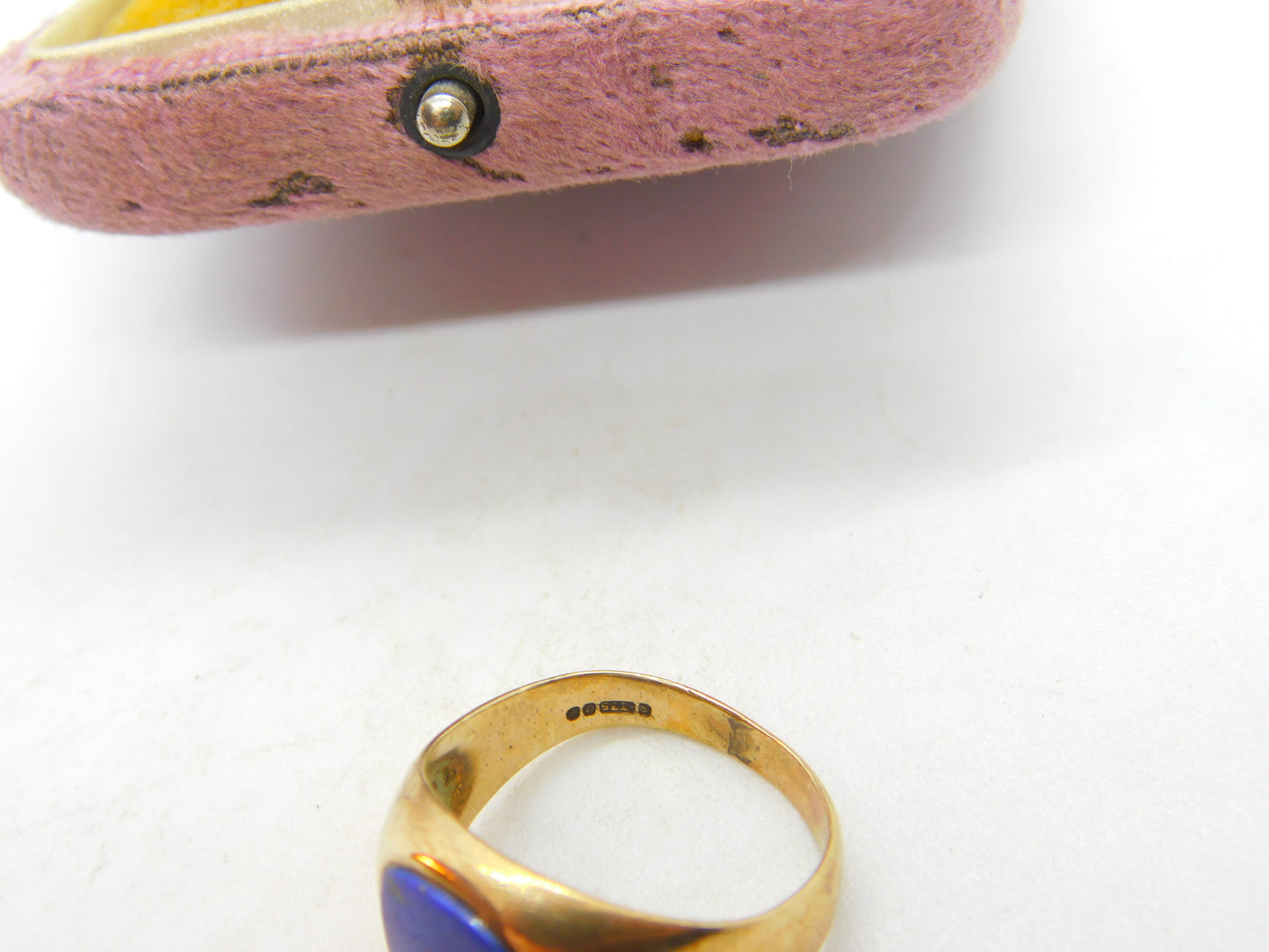 9ct Yellow Gold & Lapis Lazuli Set Square Signet Ring 1942 London Antique