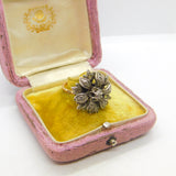 Georgian 18ct Gold & Silver Set Old Mine Cut Diamond Floral Ring c1810 Antique