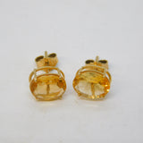 9ct Yellow Gold Orange Citrine Set Stud Earrings Vintage c1970
