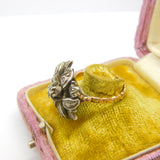 Georgian 18ct Gold & Silver Set Old Mine Cut Diamond Floral Ring c1810 Antique