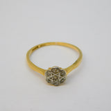Victorian 18ct Yellow Gold Old-Cut Diamond Daisy Cluster Ring Antique c1890