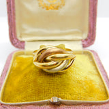 9ct Tri-Colour Gold Woven Knot Band Ring Vintage 2008 Birmingham Size U 1/2 UK