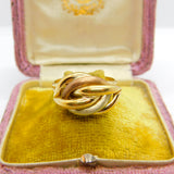 9ct Tri-Colour Gold Woven Knot Band Ring Vintage 2008 Birmingham Size U 1/2 UK