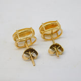 9ct Yellow Gold Orange Citrine Set Stud Earrings Vintage c1970