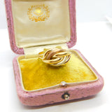 9ct Tri-Colour Gold Woven Knot Band Ring Vintage 2008 Birmingham Size U 1/2 UK
