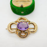 George III 9ct Yellow Gold Quatrefoil Amethyst Brooch Antique c1820