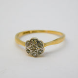 Victorian 18ct Yellow Gold Old-Cut Diamond Daisy Cluster Ring Antique c1890