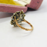 Georgian 18ct Gold & Silver Set Old Mine Cut Diamond Floral Ring c1810 Antique