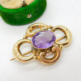 George III 9ct Yellow Gold Quatrefoil Amethyst Brooch Antique c1820