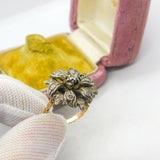 Georgian 18ct Gold & Silver Set Old Mine Cut Diamond Floral Ring c1810 Antique